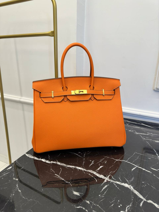 H Birkin 35 Orange Buckle Gold