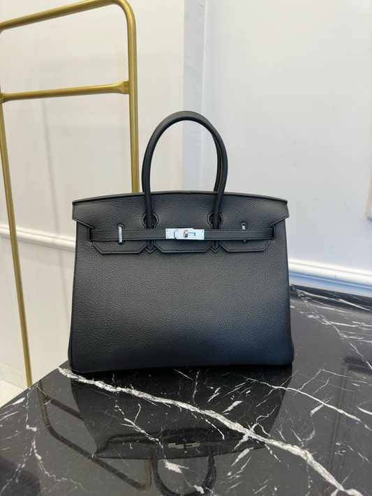 H Birkin 35 Black buckle Silver