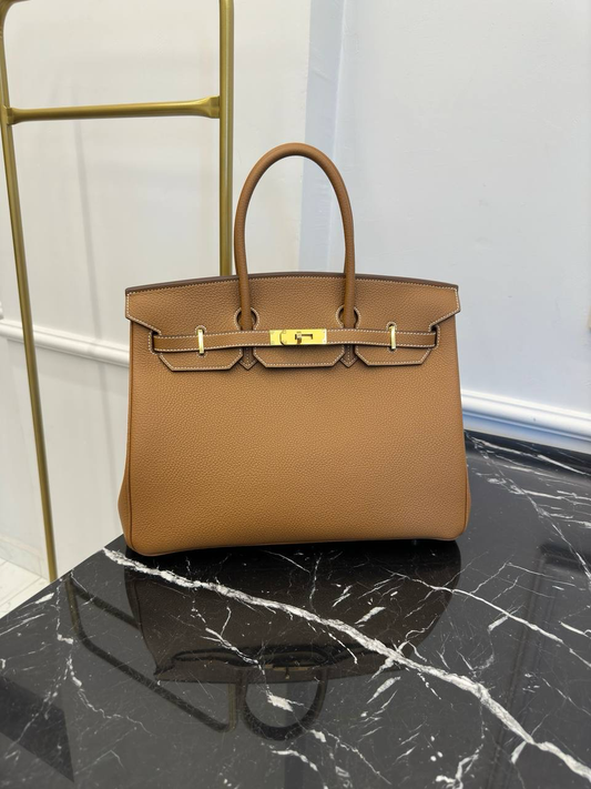 H Birkin 35 Brown Buckle Gold