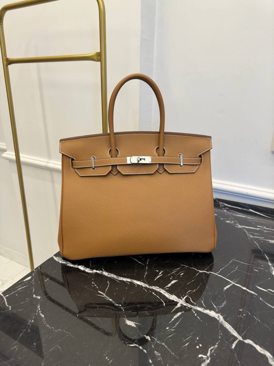 H Birkin 35 Brown Buckle Silver